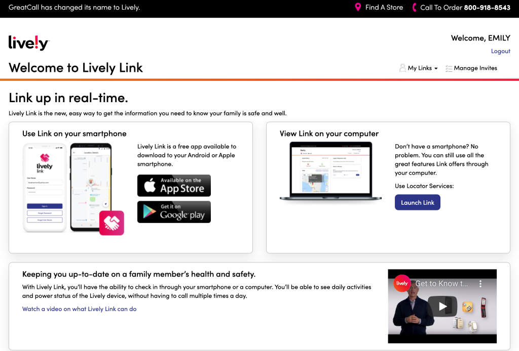 Lively Mobile+ - Caregiver Portal