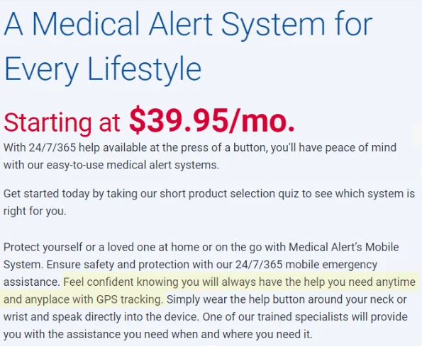 Medical Alert Mobile - $39.95 / month